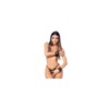 Ensemble sexy 4 pièces peek-a-boo avec chaînes, menottes et masque 